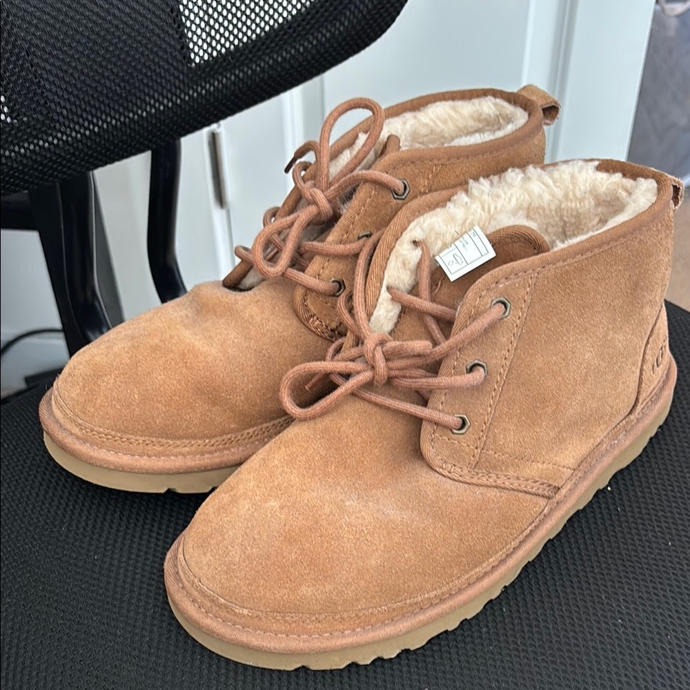Ugg Tan Suede Ankle Boots with Fur Lining